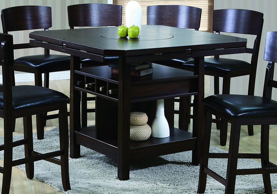 Counter Height Dining Set With Leaf Top, Counter High Dining Table Chairs