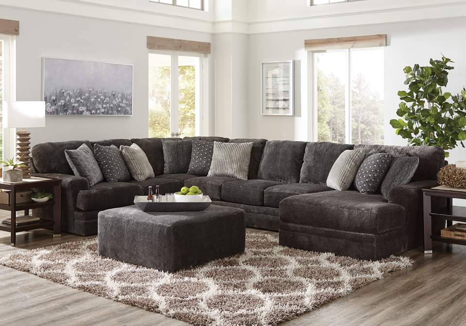 Mammoth Smoke 3pc Raf Chaise Sectional Lexington Overstock Warehouse
