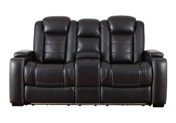 Party Time Midnight Power Reclining Love Seat w/ Console