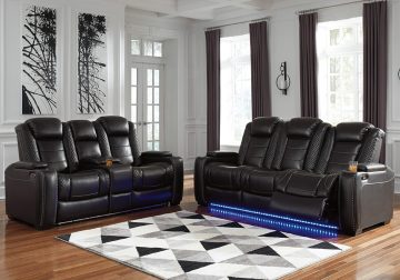Party Time Midnight Power Reclining Sofa Set w/ Console