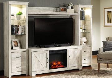 Bellaby White 4pc Fireplace Entertainment Center