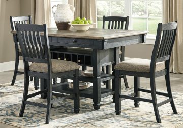 Tyler Creek Two-Tone Black 5pc Counter Height Dining Set