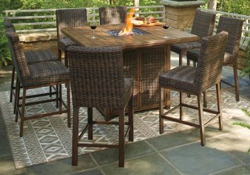 Paradise Trail Brown Outdoor Bar Table 9pc Set