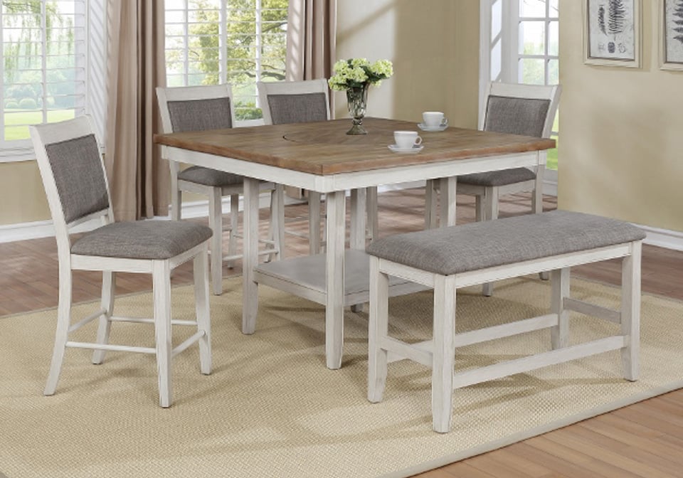 Nina White Counter Height Dining Room Table 6pc Set Evansville