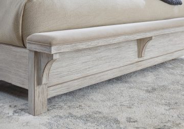 Brashland Linen King Panel Bed w/ Bench Footboard