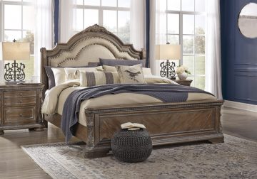  HOT DEAL 🔥 Charmond Brown Queen Sleigh Panel Bed