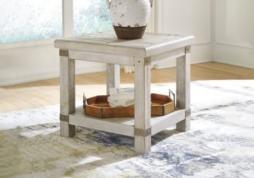Carynhurst White Wash Gray Rectangular End Table