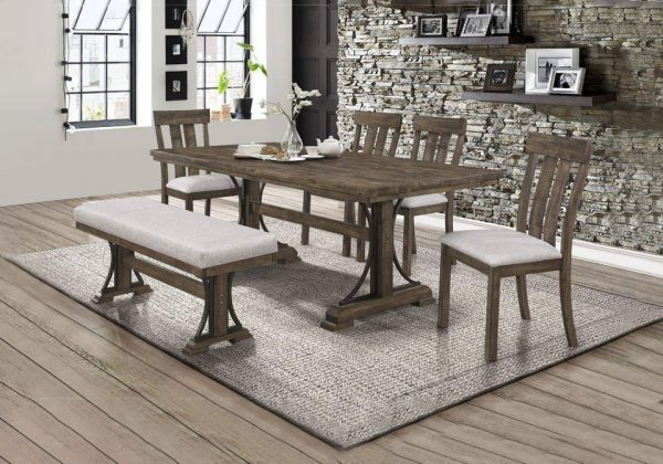 Quincy Brown 5pc Dining Room Set, Picnic Style Dining Room Table And Chairs