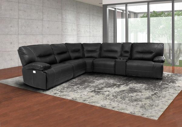 Spartacus Black 6pc Power Reclining Sectional