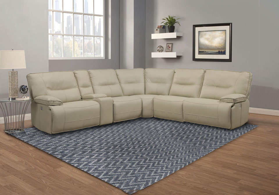 Spartacus Oyster 6pc Power Reclining, Lexington Brown Faux Leather Sectional Chaise Sofa