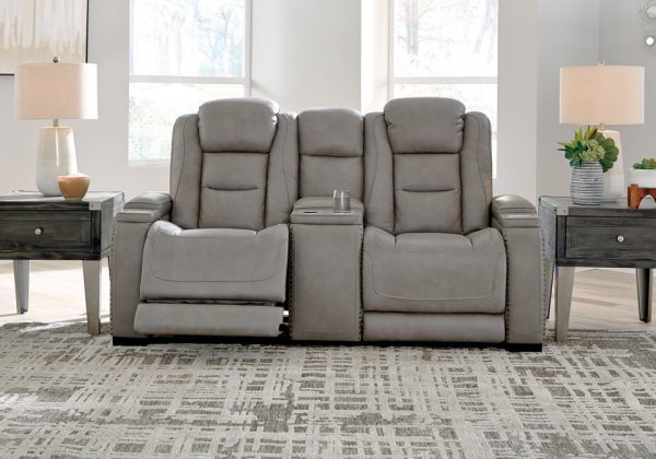 HOT BUY 🔥 The Man-Den Gray Power Reclining Love Seat w/Console
