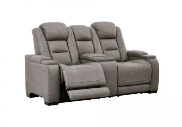 HOT BUY 🔥 The Man-Den Gray Power Reclining Love Seat w/Console