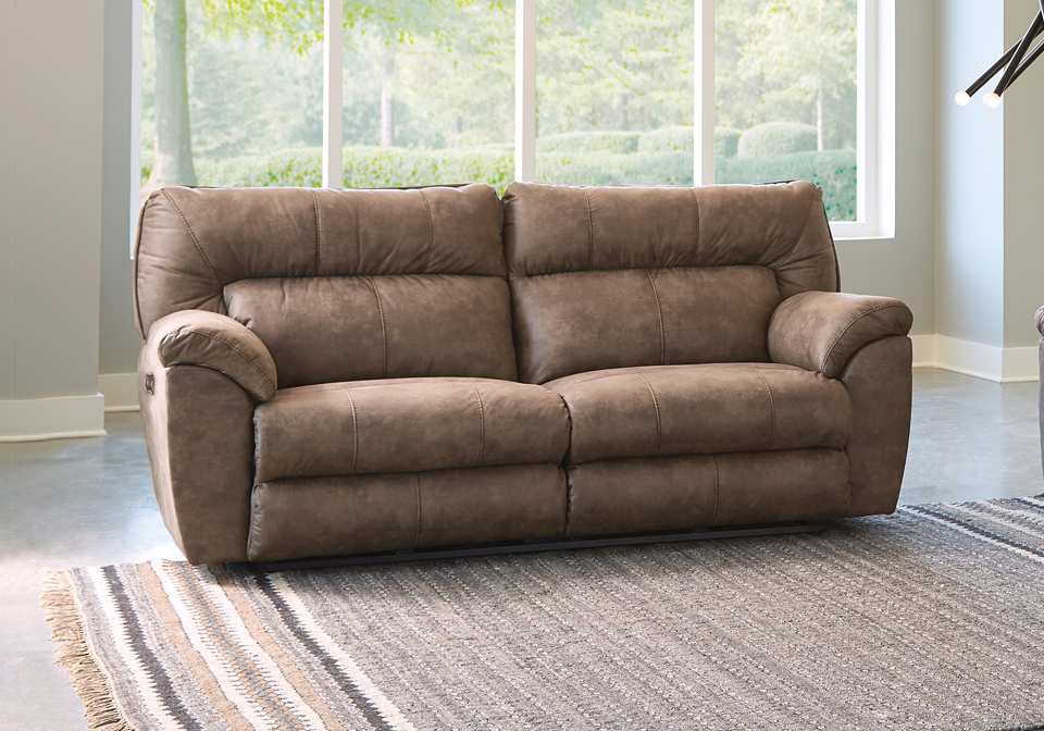 Hollins Coffee Power Reclining Sofa, Lexington Brown Faux Leather Sectional Chaise Sofa