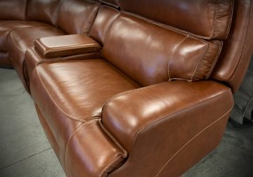 HOT DEAL 🔥 Garrison Carmel Leather 7pc Power Reclining Sectional