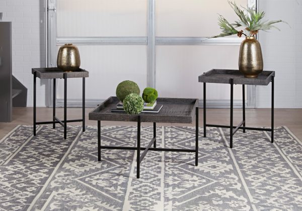 Piperlyn Gunmetal 3Pc. Occasional Table Set
