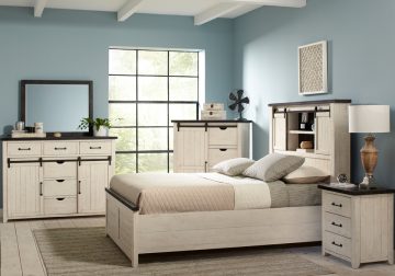 Madison County Two Tone Barn Door King Bed Set