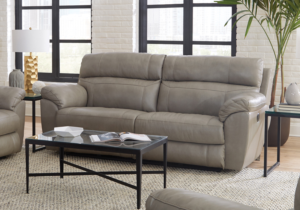 Costa Putty Power Reclining Sofa, Extra Wide Leather Reclining Sofa