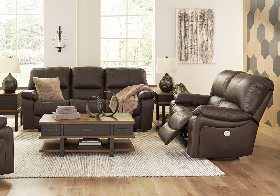Dark Brown Power Reclining Sofa Set