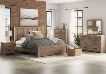 Oliandon Light Brown King Panel Bed Set
