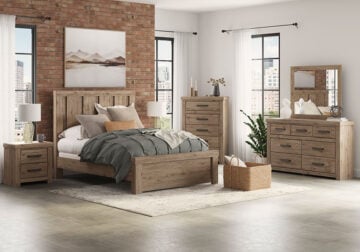Oliandon Light Brown Queen Panel Bed Set