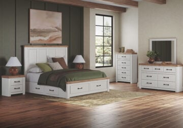 Savonport White/Brown King Panel Storage Bed Set