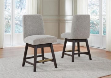 Burkhaus Beige/Dark Brown Upholstered Swivel Barstool