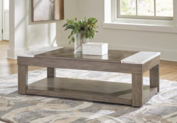 Loyaska Grayish Brown/White Lift Top Cocktail Table