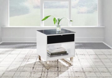 Gardoni White/Black Rectangular End Table