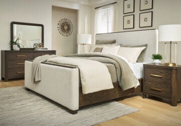 Radkin Burnished Brown King Upholstered Bed Set