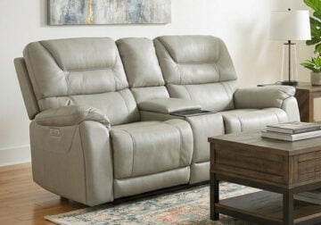 Avery Dove Power Reclining Love Seat w/ Console