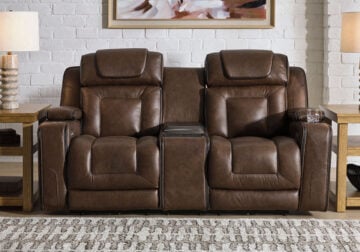 Mestrino Hickory Power Reclining Love Seat w/ Fridge