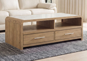 Dovander White/Natural Rectangular Cocktail Table